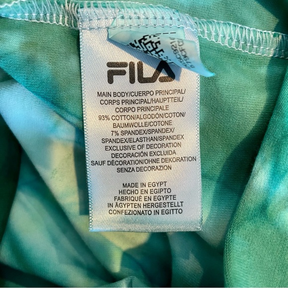 FILA Green Tie Dye Logo Crop Top Graphic Tee Shirt Women S - Picture 6 of 7